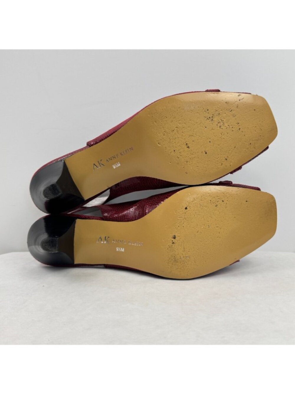 Anne Klein AK Sindri Slingback Heels Womens Size 9.5M Red Snakeskin Peep Toe - Picture 7 of 12